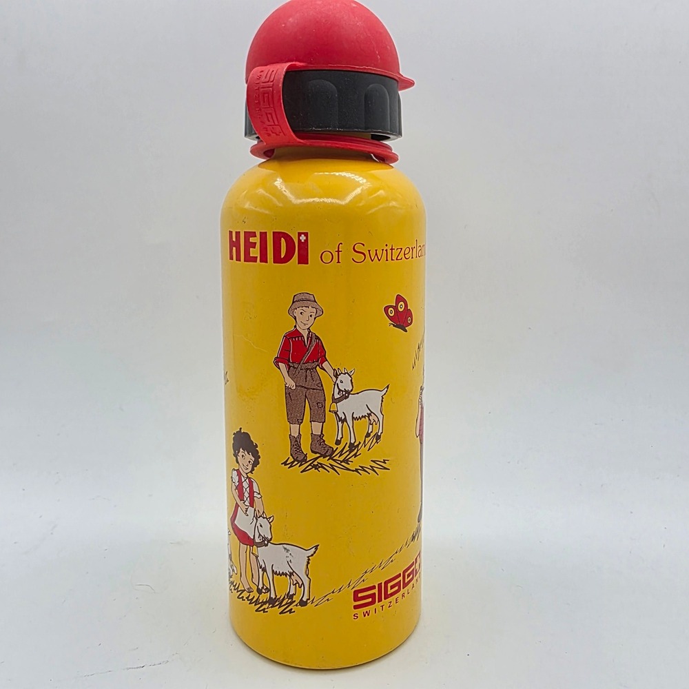 Vintage SIGG Switzerland Heidi of Switzerland Aluminum Water Bottle Yellow 0.6L